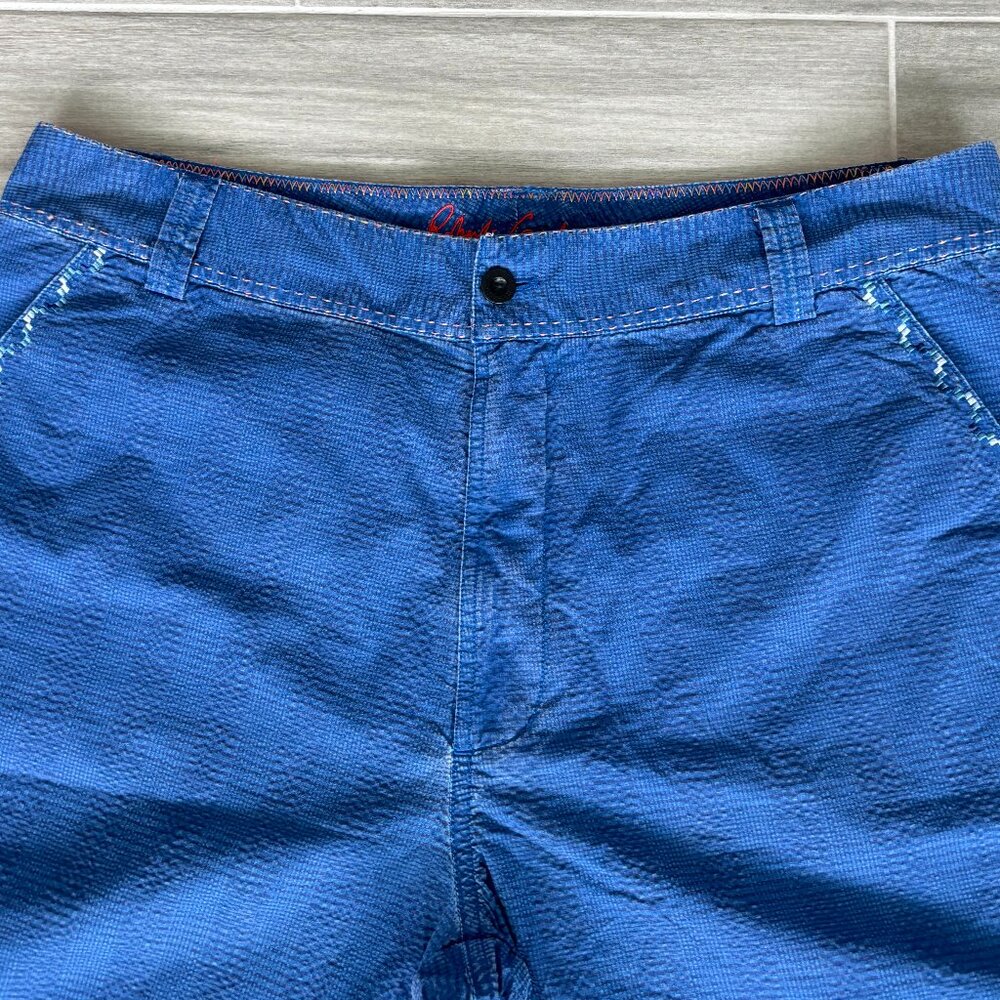 ROBERT GRAHAM Denim Shorts Men's 38W Blue White Stitched Trim Design Pockets - Picture 4 of 8